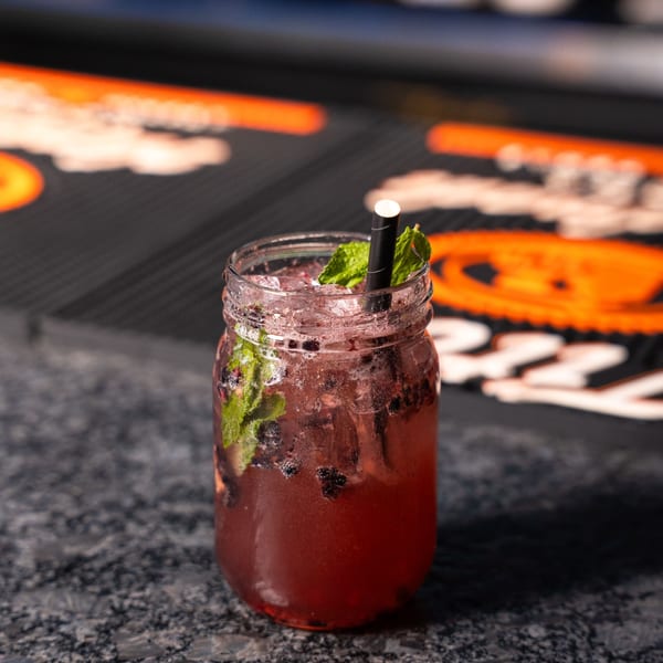 Blackberry mint cocktail at the bar