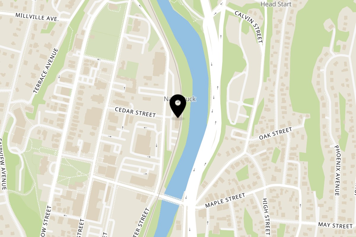 Map showing the location of The Station Restaurant Bar on 195 Water St in Naugatuck